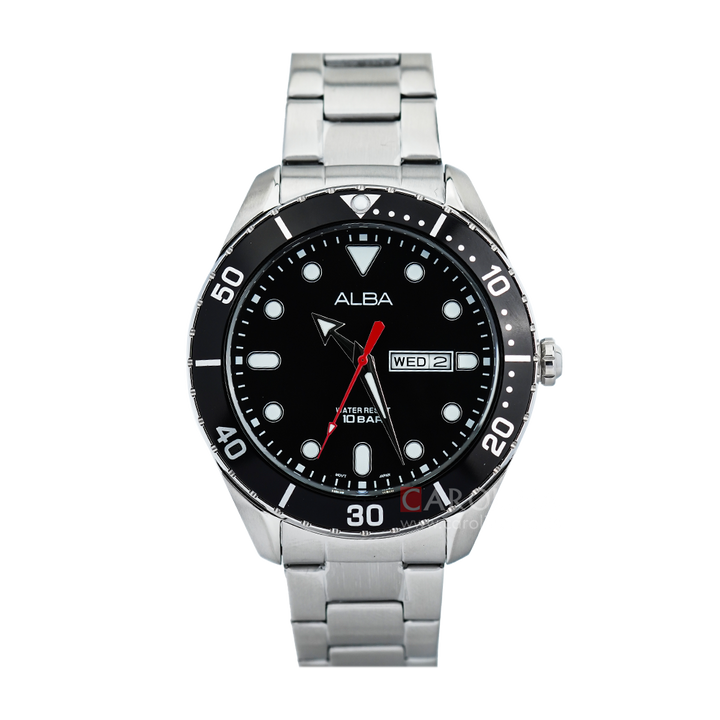 Jam Tangan ALBA Active AJ6115X1 Men Black Dial Stainless Steel Strap