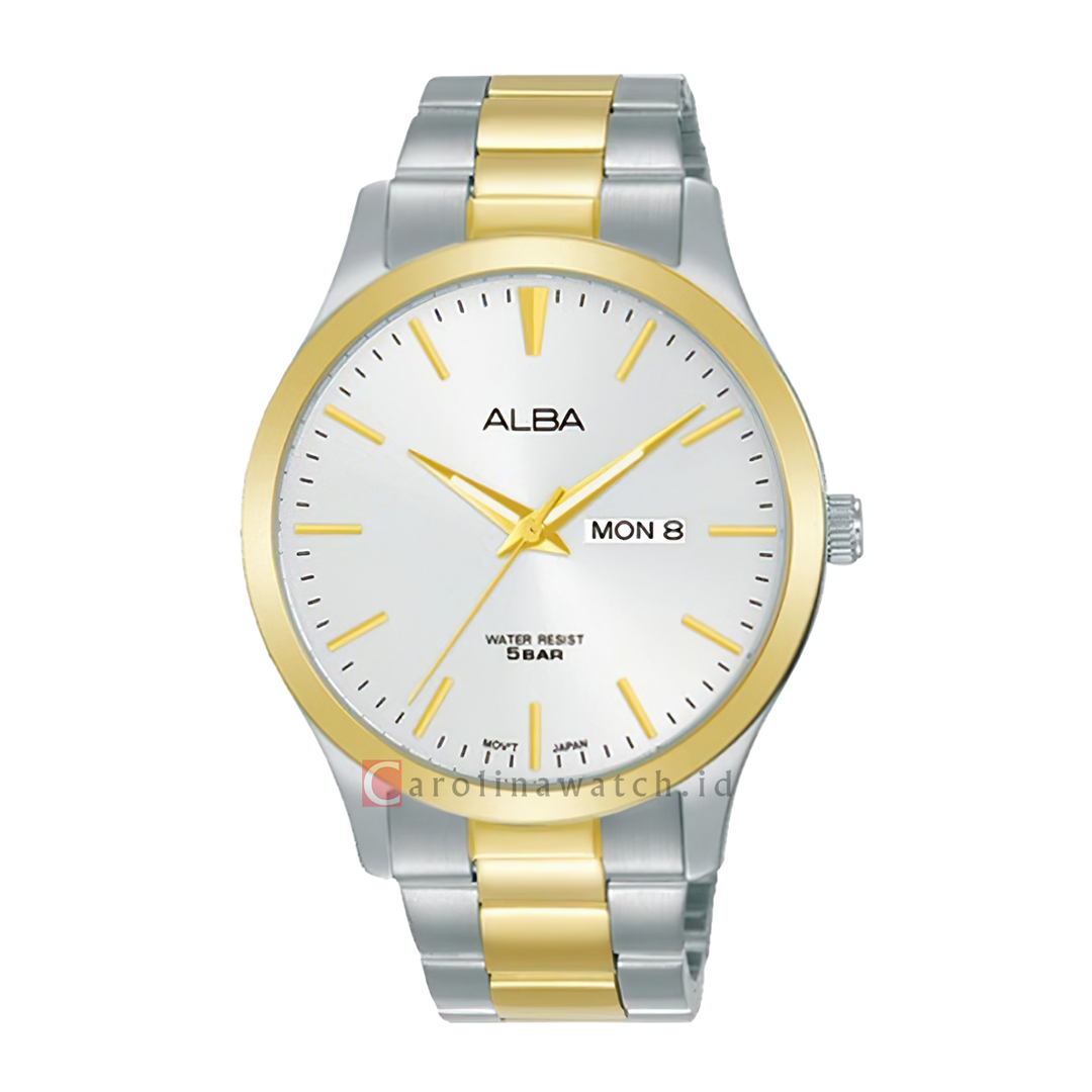 Jam Tangan Alba Prestige AJ6124X1 Men Silver Dial Dual Tone Stainless Steel Strap