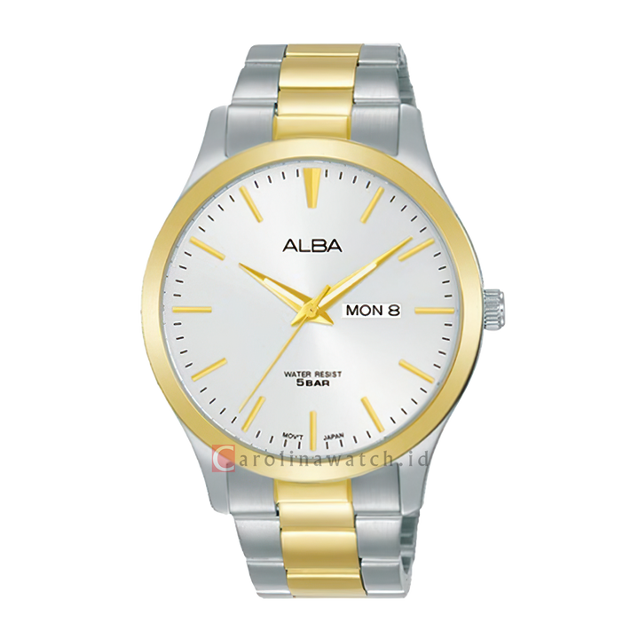 Jam Tangan Alba Prestige AJ6124X1 Men Silver Dial Dual Tone Stainless Steel Strap