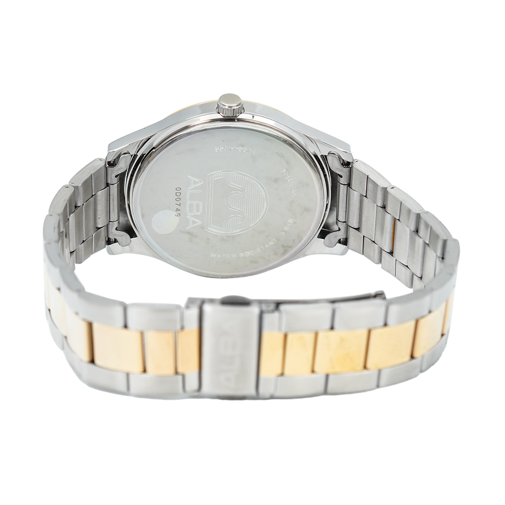 Jam Tangan ALBA Prestige AJ6126X1 Men Gold Dial Dual Tone Stainless Steel Strap