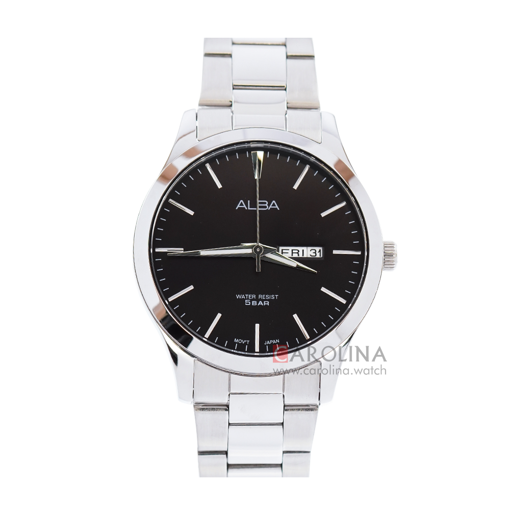 Jam Tangan ALBA Prestige AJ6127X1 Men Black Dial Stainless Steel Strap