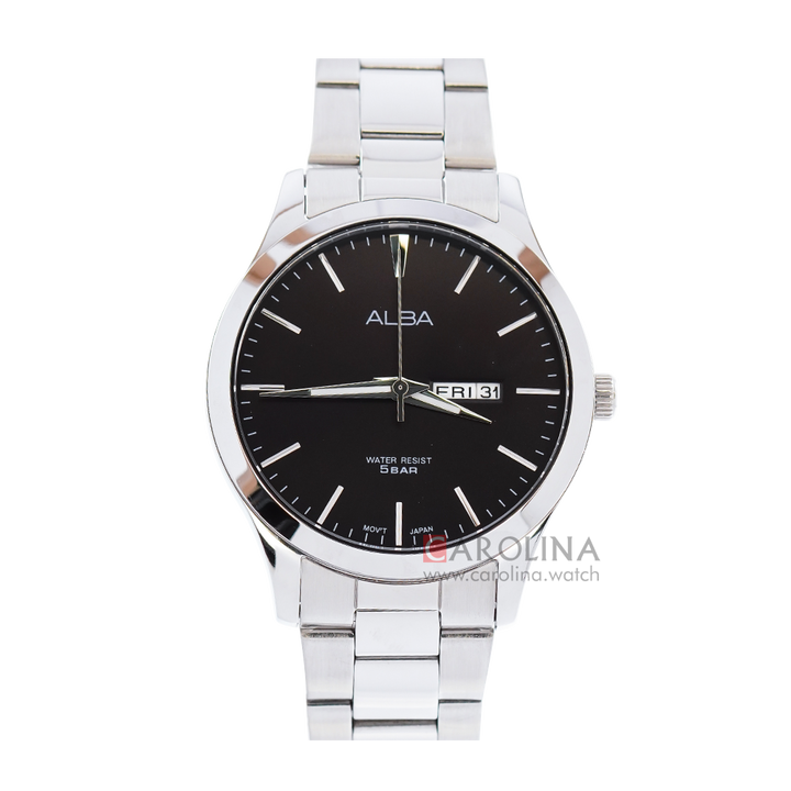 Jam Tangan ALBA Prestige AJ6127X1 Men Black Dial Stainless Steel Strap
