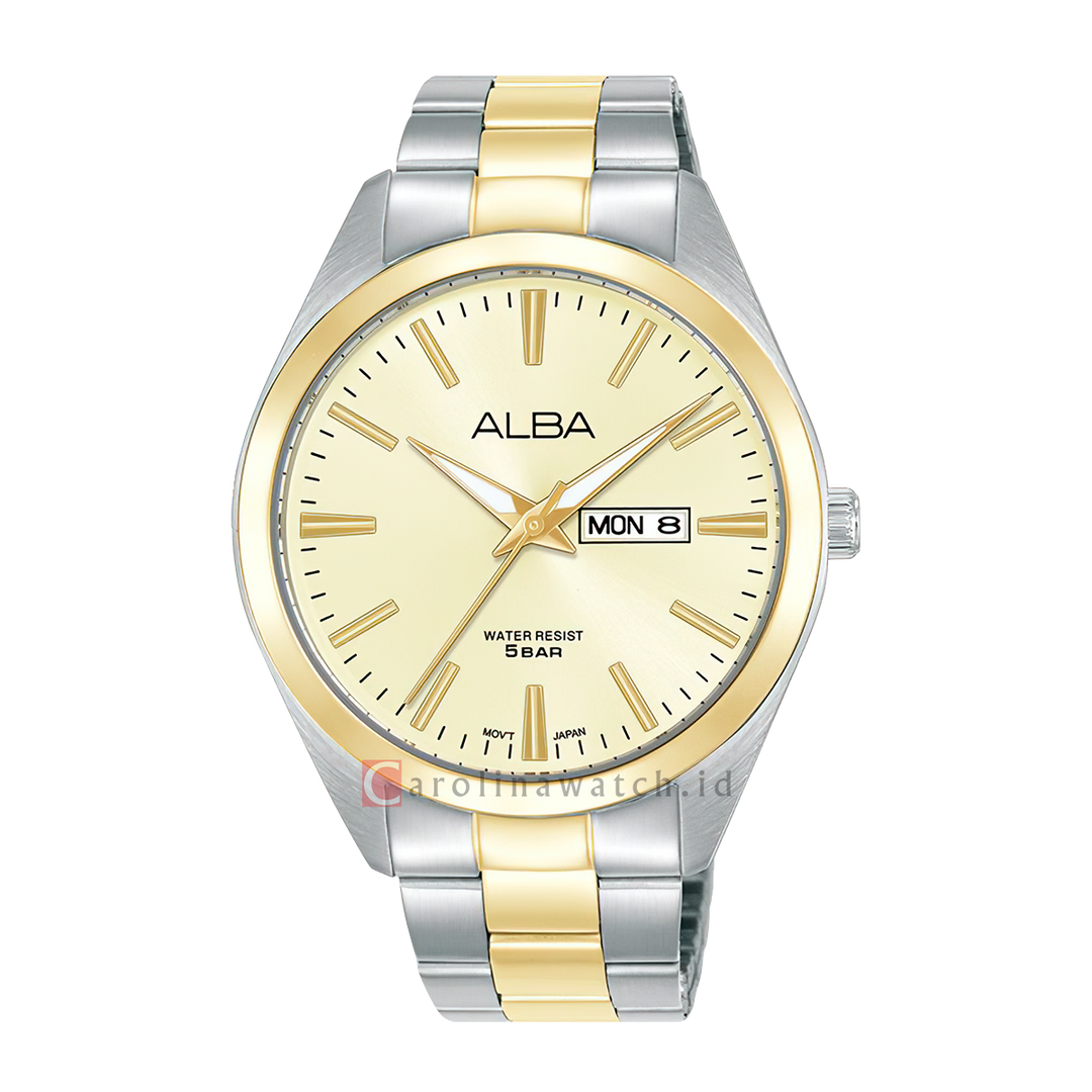 Jam Tangan ALBA AJ6204X1 Men Gold Dial Dual Tone Stainless Steel Strap