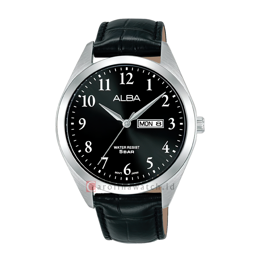 Jam Tangan ALBA AJ6217X1 Men Black Dial Black Leather Strap