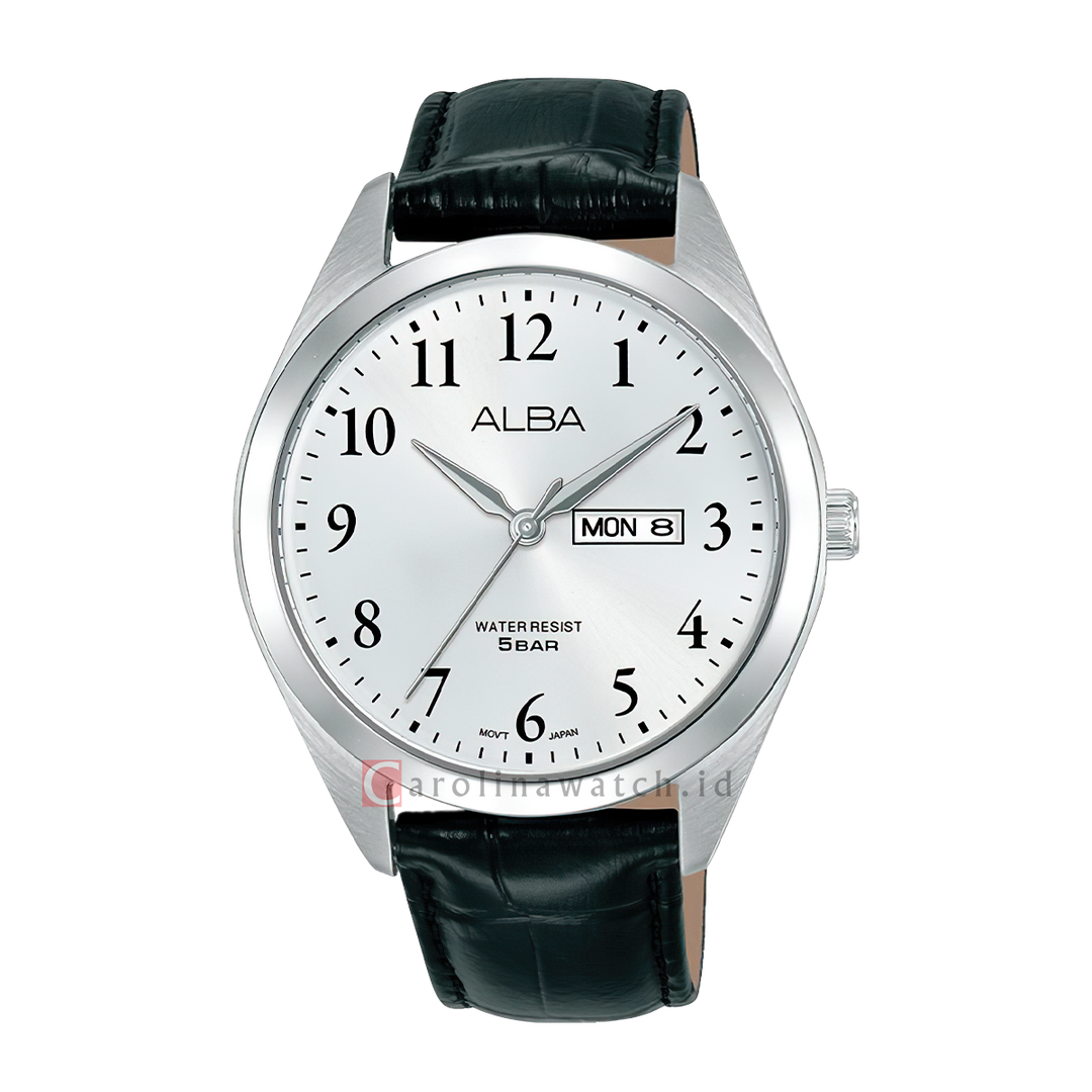 Jam Tangan ALBA AJ6219X1 Men Silver Dial Black Leather Strap