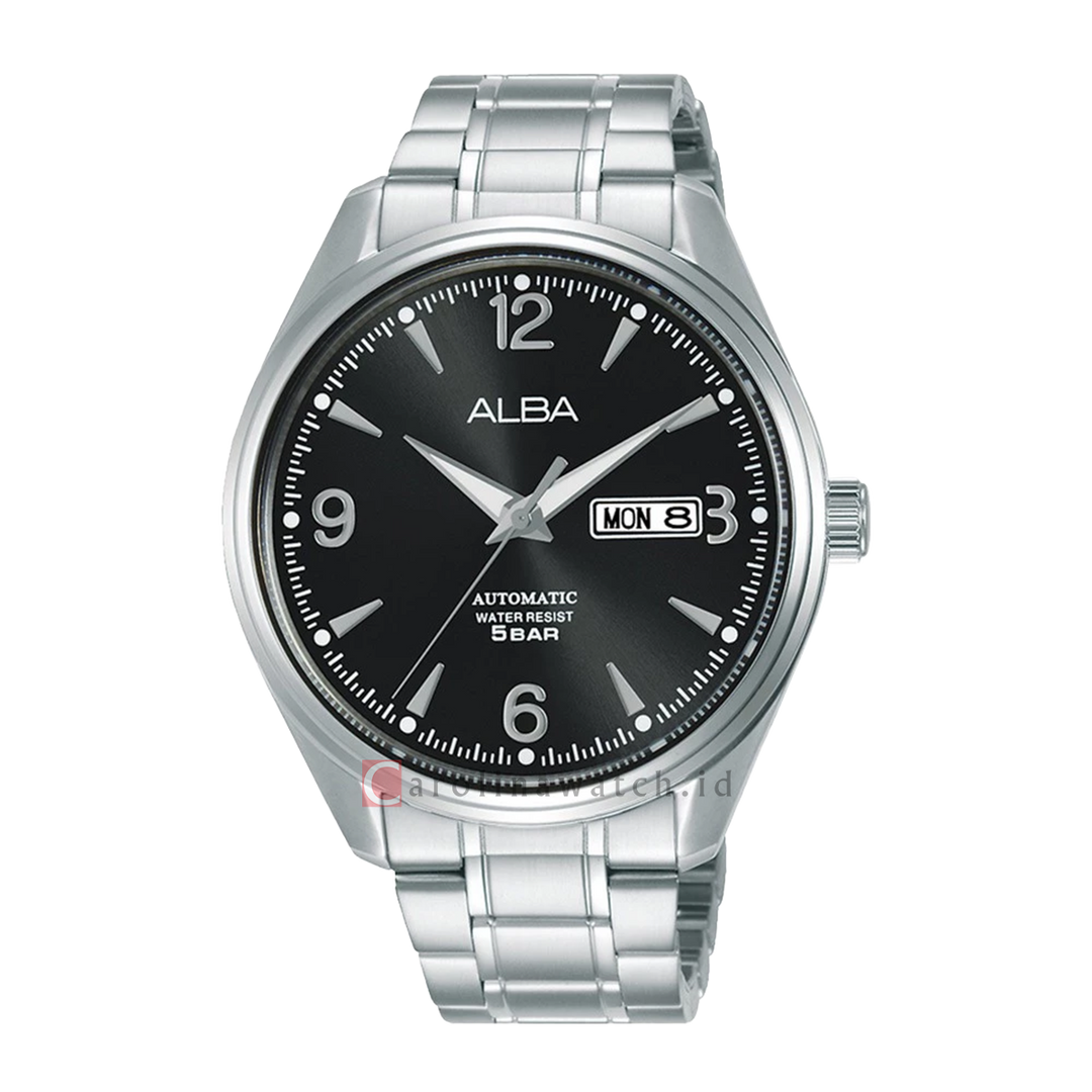 Jam Tangan ALBA Mechanical AL4159X1 Men Black Dial Stainless Steel Strap
