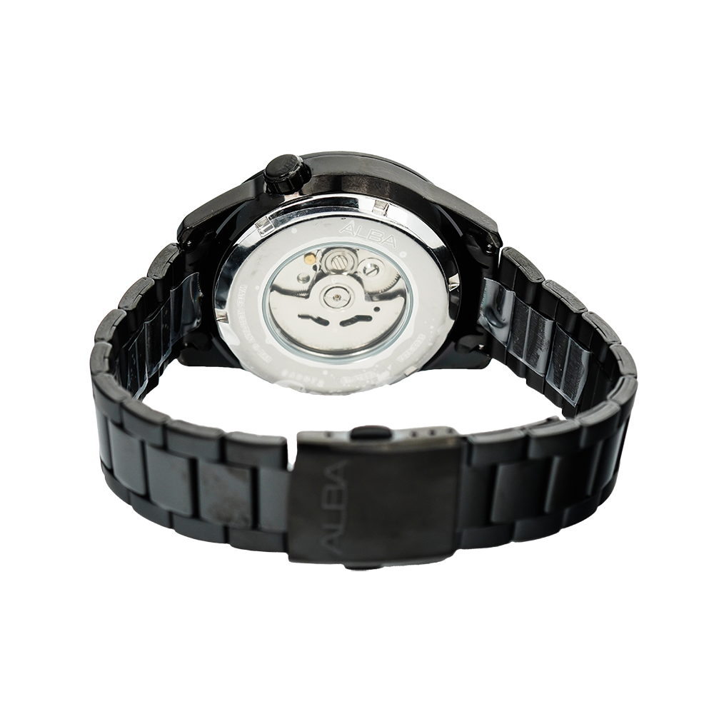 Jam Tangan ALBA Mechanical AL4175X1 Men Blue Gradation Dial Black Stainless Steel Strap
