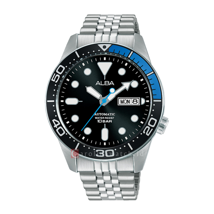 Jam Tangan ALBA AL4195X1 Men Black Dial Stainless Steel Strap
