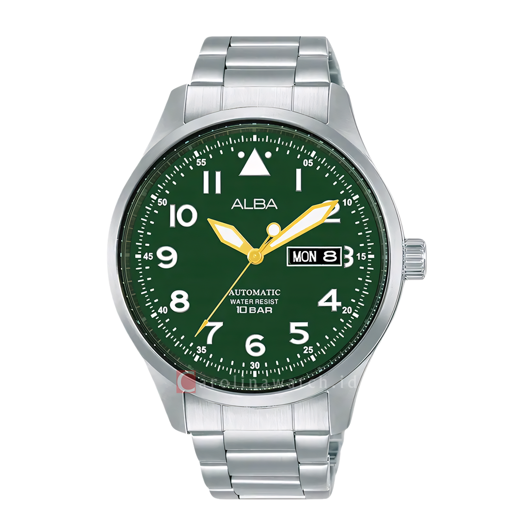 Jam Tangan Alba Mechanical AL4199X1 Men Dark Green Dial Stainless Steel Strap