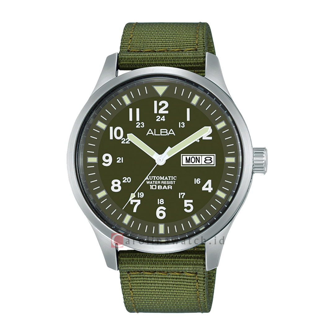 Jam Tangan ALBA Mechanical AL4217X1 Men Olive Green Dial Olive Green Nylon Strap