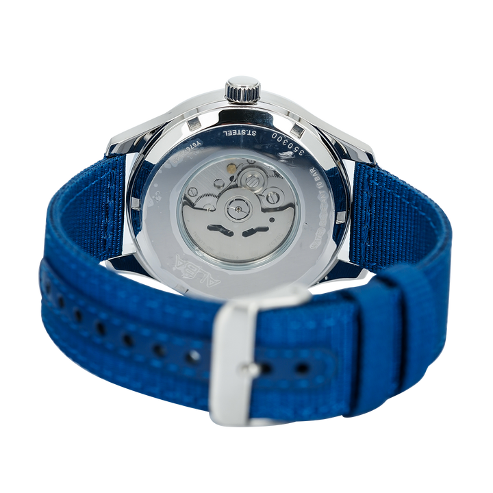 Jam Tangan ALBA Mechanical AL4219X1 Men Blue Dial Blue Nylon Strap