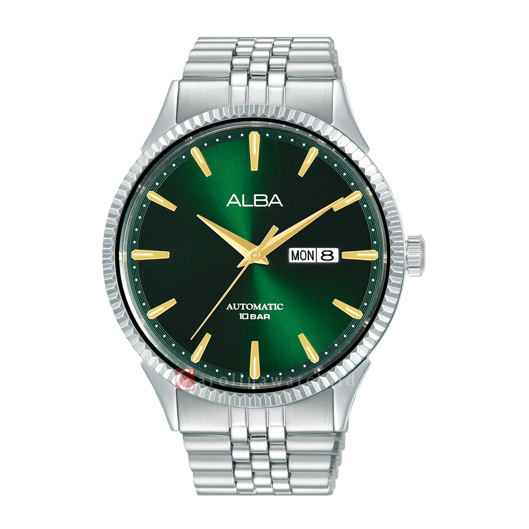 Jam Tangan ALBA Mechanical AL4235X1 Men Green Dial Stainless Steel Strap
