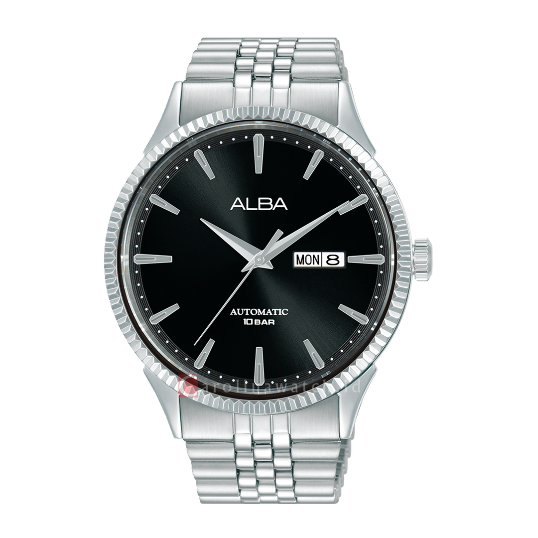 Jam Tangan ALBA Mechanical AL4239X1 Men Black Dial Stainless Steel Strap