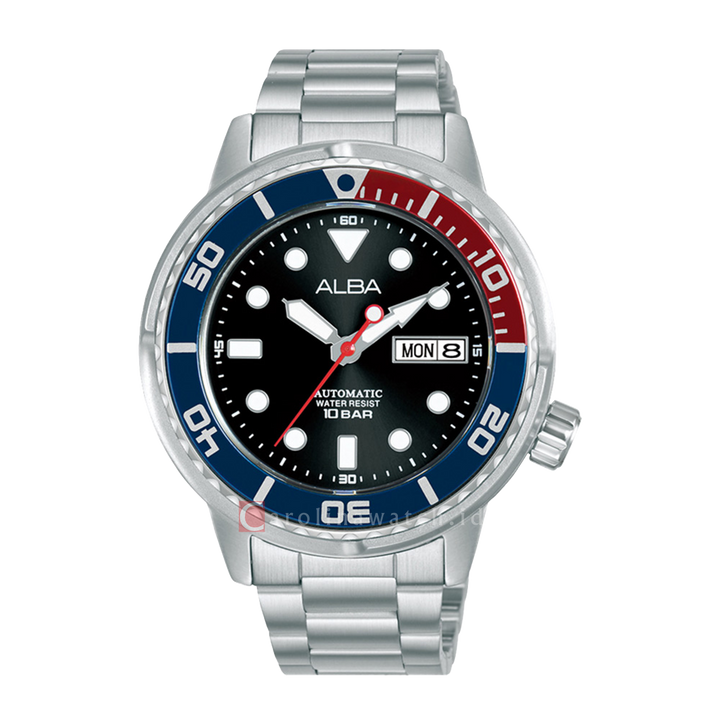 Jam Tangan ALBA Mechanical AL4247X1 Men Black Dial Stainless Steel Strap