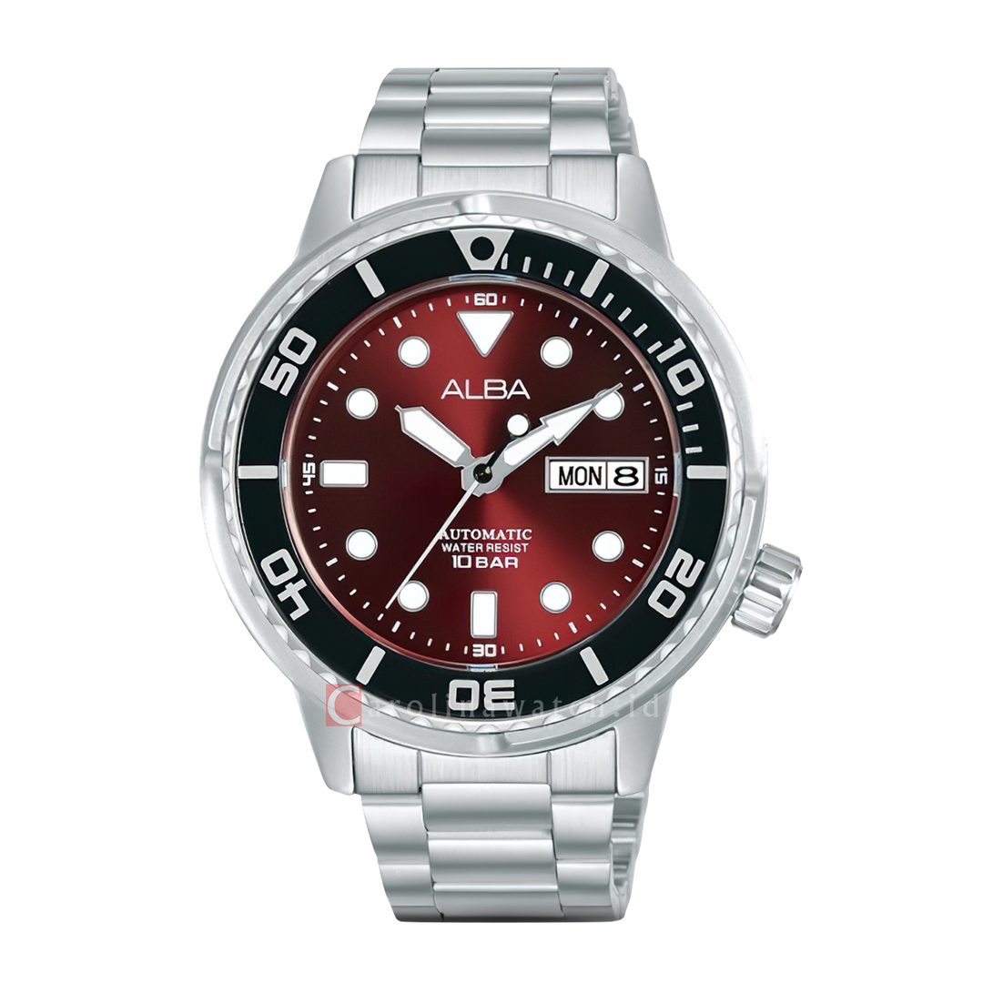 Jam Tangan ALBA Active AL4263X1 Automatic Men Red Dial Stainless Steel Strap