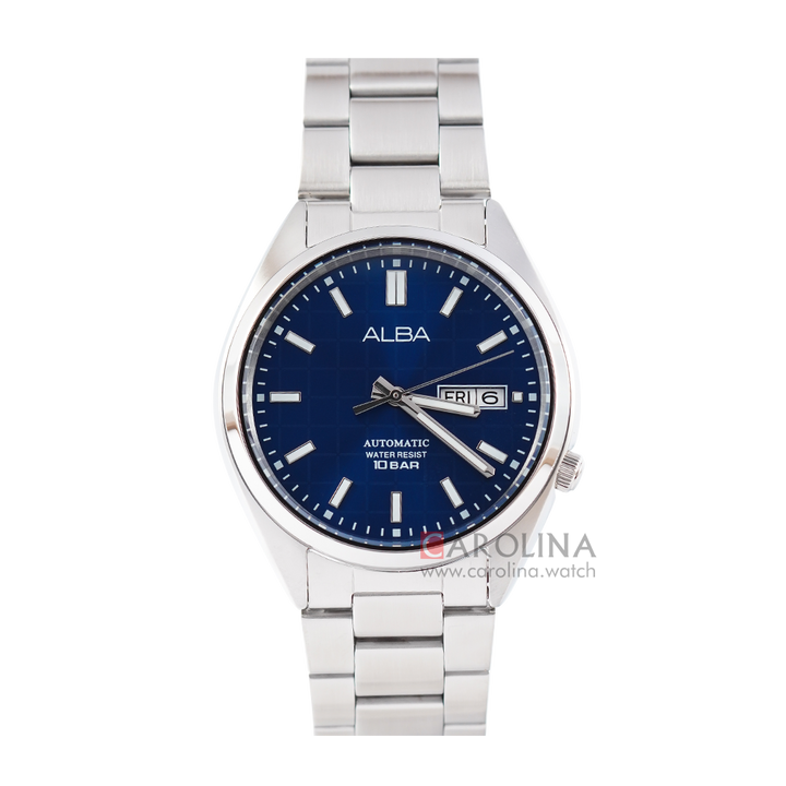 Jam Tangan ALBA Mechanical AL4317X1 Automatic Men Blue Dial Stainless Steel Strap
