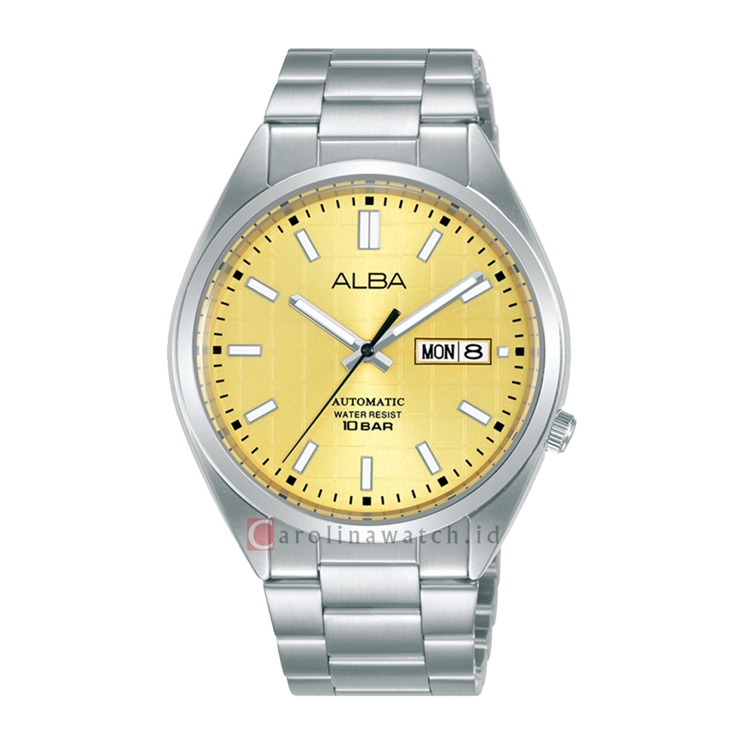 Jam Tangan ALBA Mechanical AL4325X1 Men Gold Patterned Dial Stainless Steel Strap