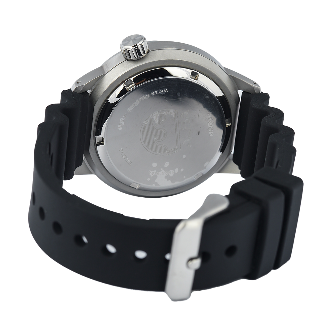 Jam Tangan ALBA AL4349X1 Men Automatic Green Patterned Dial Black Silicone Strap