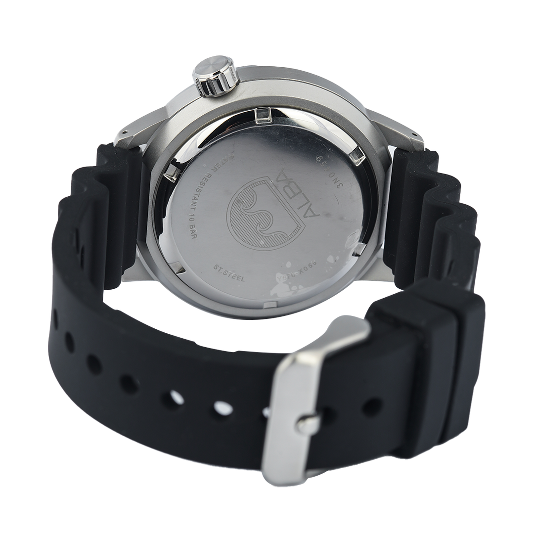 Jam Tangan ALBA AL4351X1 Men Automatic Black Patterned Dial Black Silicone Strap