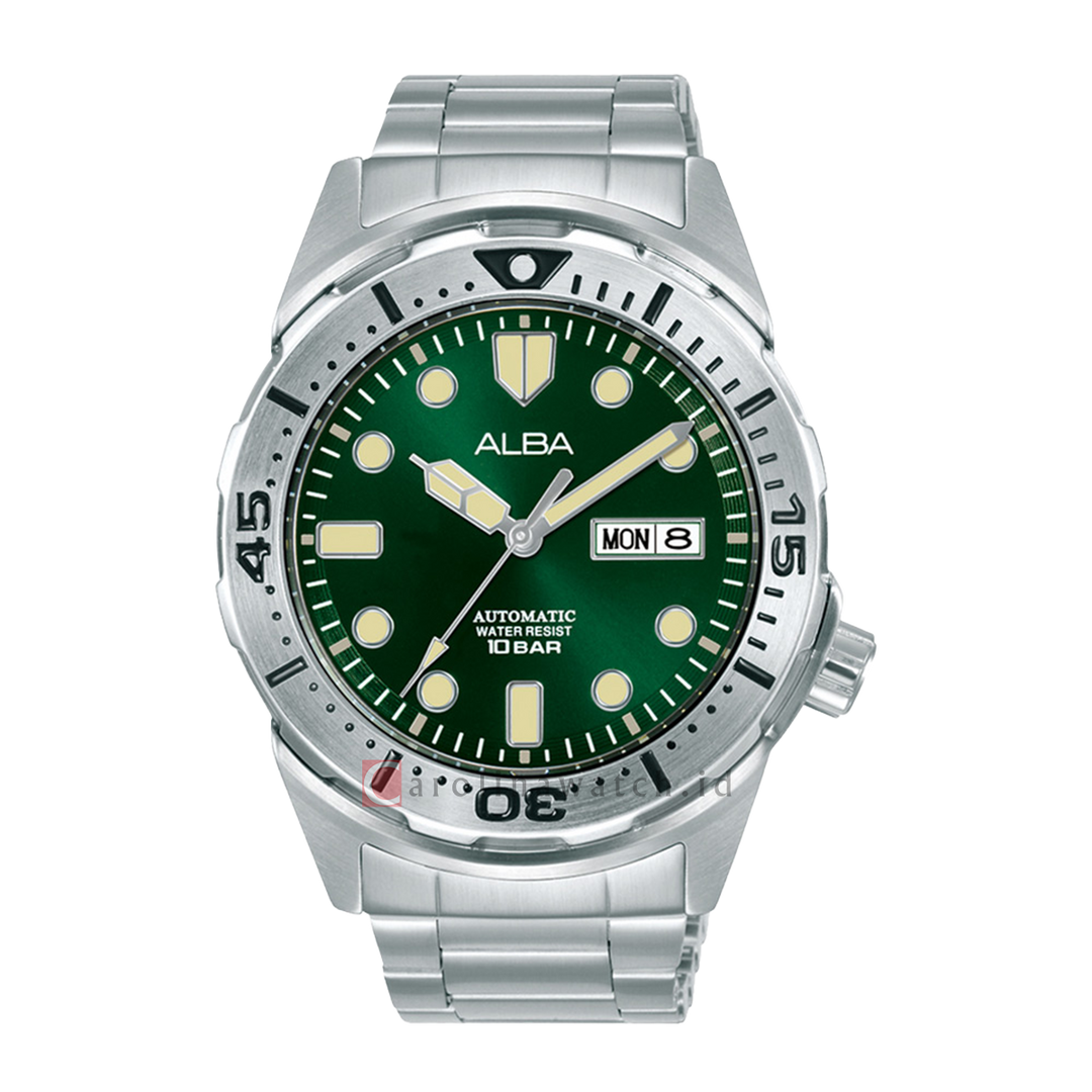 Jam Tangan ALBA Mechanical AL4371X1 Men Green Dial Stainless Steel Strap