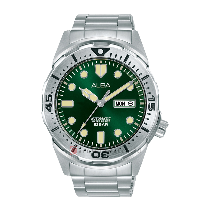 Jam Tangan ALBA Mechanical AL4371X1 Men Green Dial Stainless Steel Strap