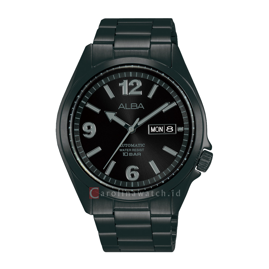 Jam Tangan ALBA Mechanical AL4399X1 Men Black Dial Black Stainless Steel Strap