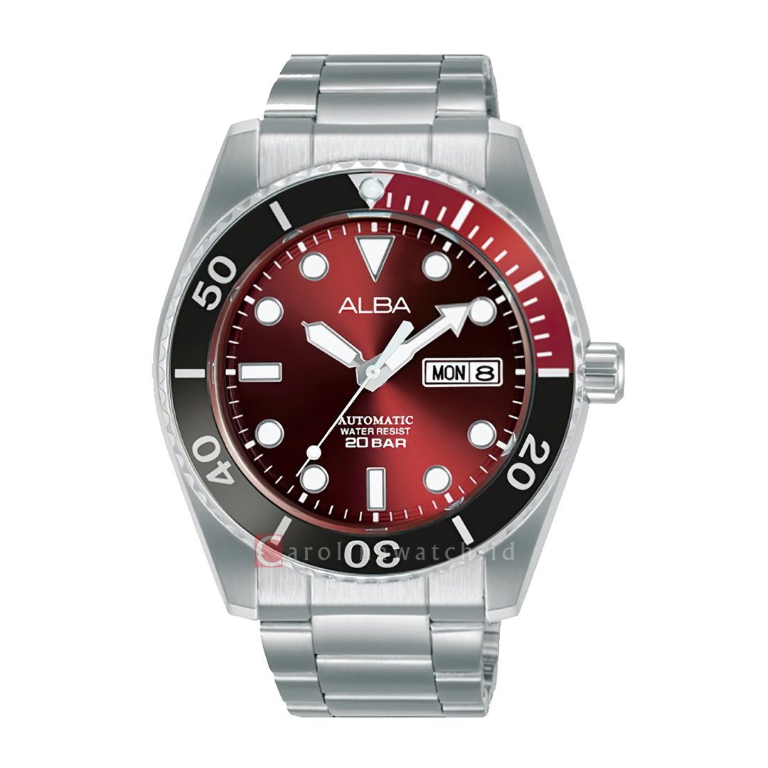 Jam Tangan ALBA Mechanical AL4431X1 Men Red Dial Stainless Steel Strap