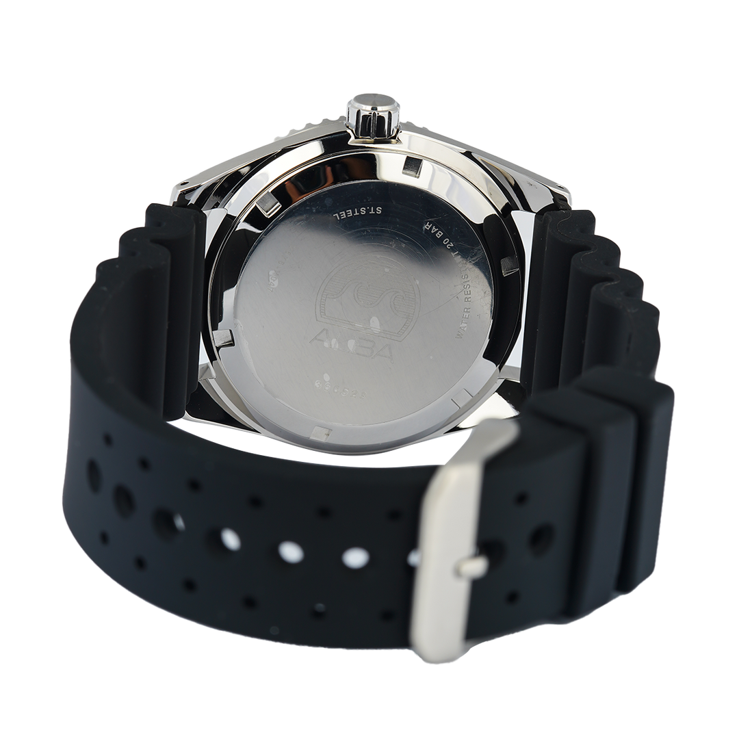 Jam Tangan ALBA Mechanical AL4441X1 Men Sunray Green Patterned Dial Black Rubber Strap