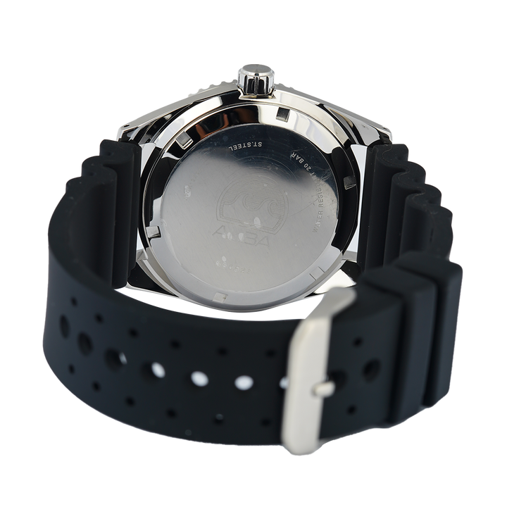Jam Tangan ALBA Mechanical AL4441X1 Men Sunray Green Patterned Dial Black Rubber Strap