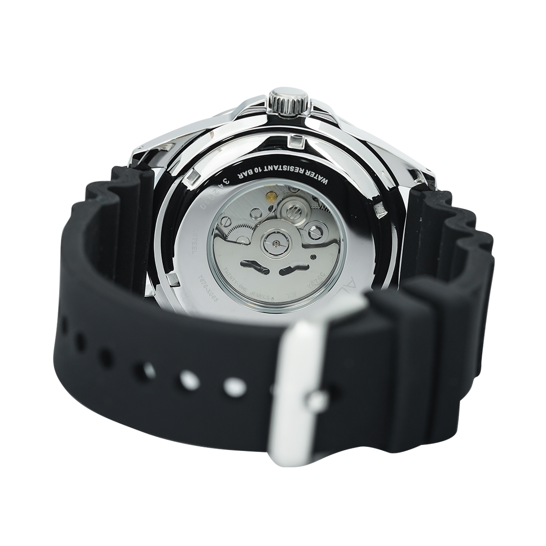 Jam Tangan ALBA Mechanical AL4495X1 Men Black Dial Black Silicone Strap