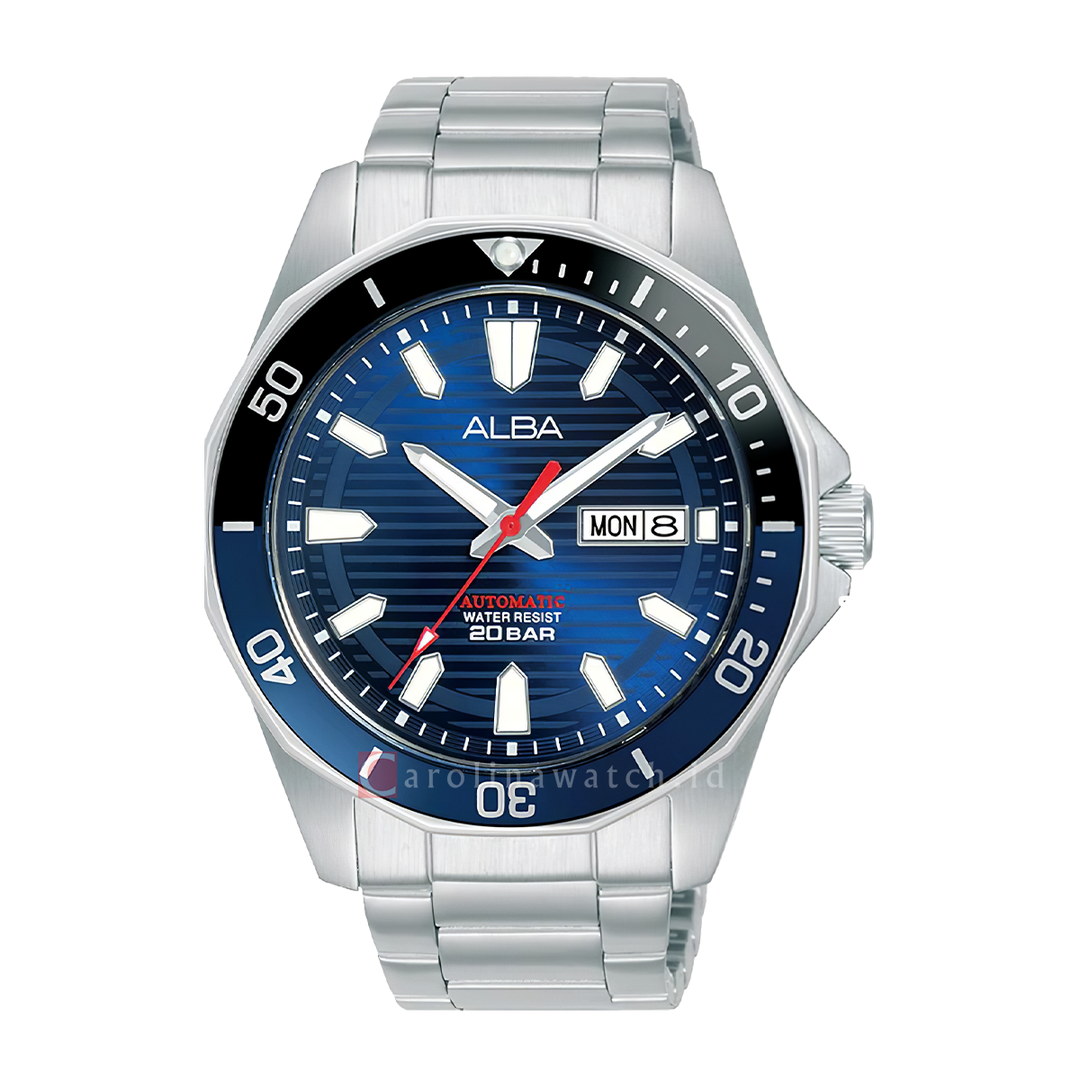Jam Tangan ALBA Mechanical AL4507X1 Men Blue Pattern Dial Stainless Steel Strap