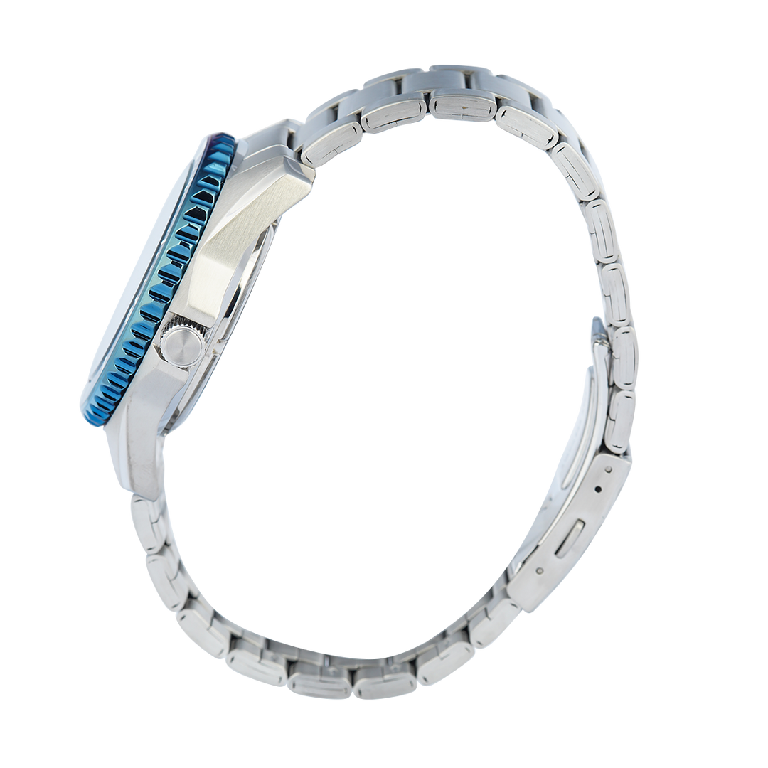 Jam Tangan ALBA Mechanical AL4575X1 Men Blue Patterned Dial Stainelss Steel Strap