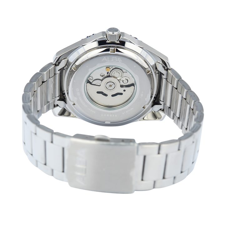 Jam Tangan ALBA Mechanical AL4575X1 Men Blue Patterned Dial Stainelss Steel Strap