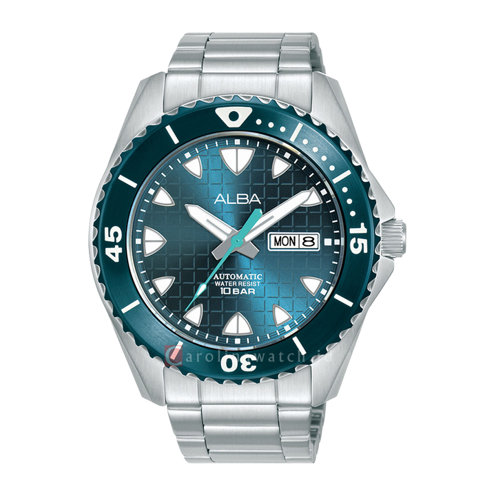 Jam Tangan ALBA Mechanical AL4575X1 Men Blue Patterned Dial Stainelss Steel Strap