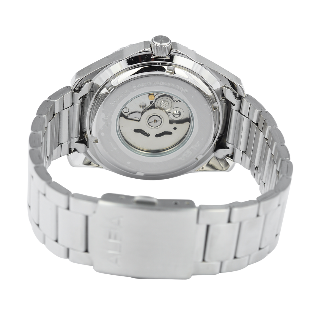 Jam Tangan ALBA Mechanical AL4579X1 Men Blue Patterned Dial Stainless Steel Strap