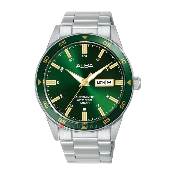 Jam Tangan ALBA Mechanical AL4589X1 Men Green Dial Stainless Steel Strap
