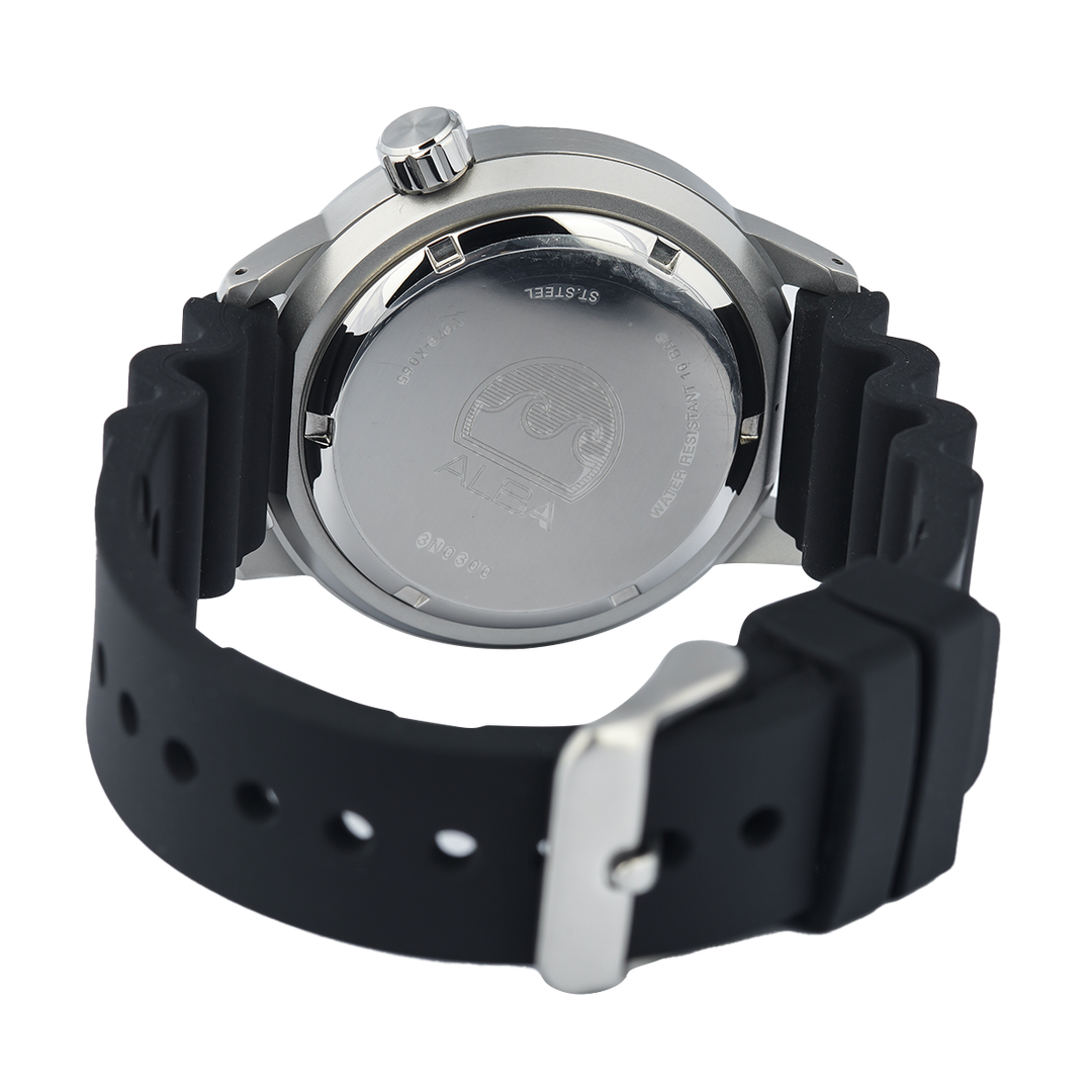 Jam Tangan ALBA AL4615X1 Men Automatic Yellow Dial Black Rubber Strap