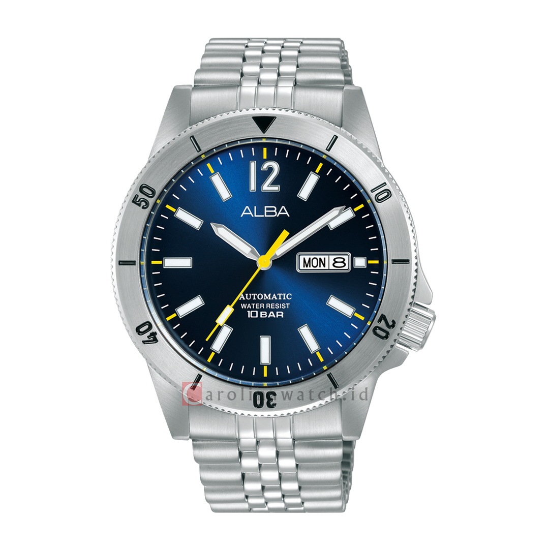 Jam Tangan ALBA Active AL4649X1 Automatic Men Blue Dial Stainless Steel Strap