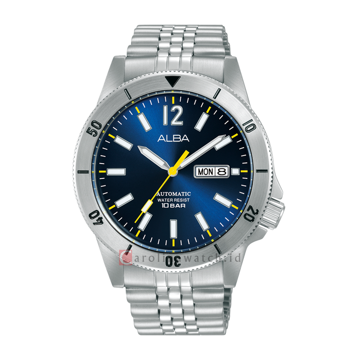 Jam Tangan ALBA Active AL4649X1 Automatic Men Blue Dial Stainless Steel Strap