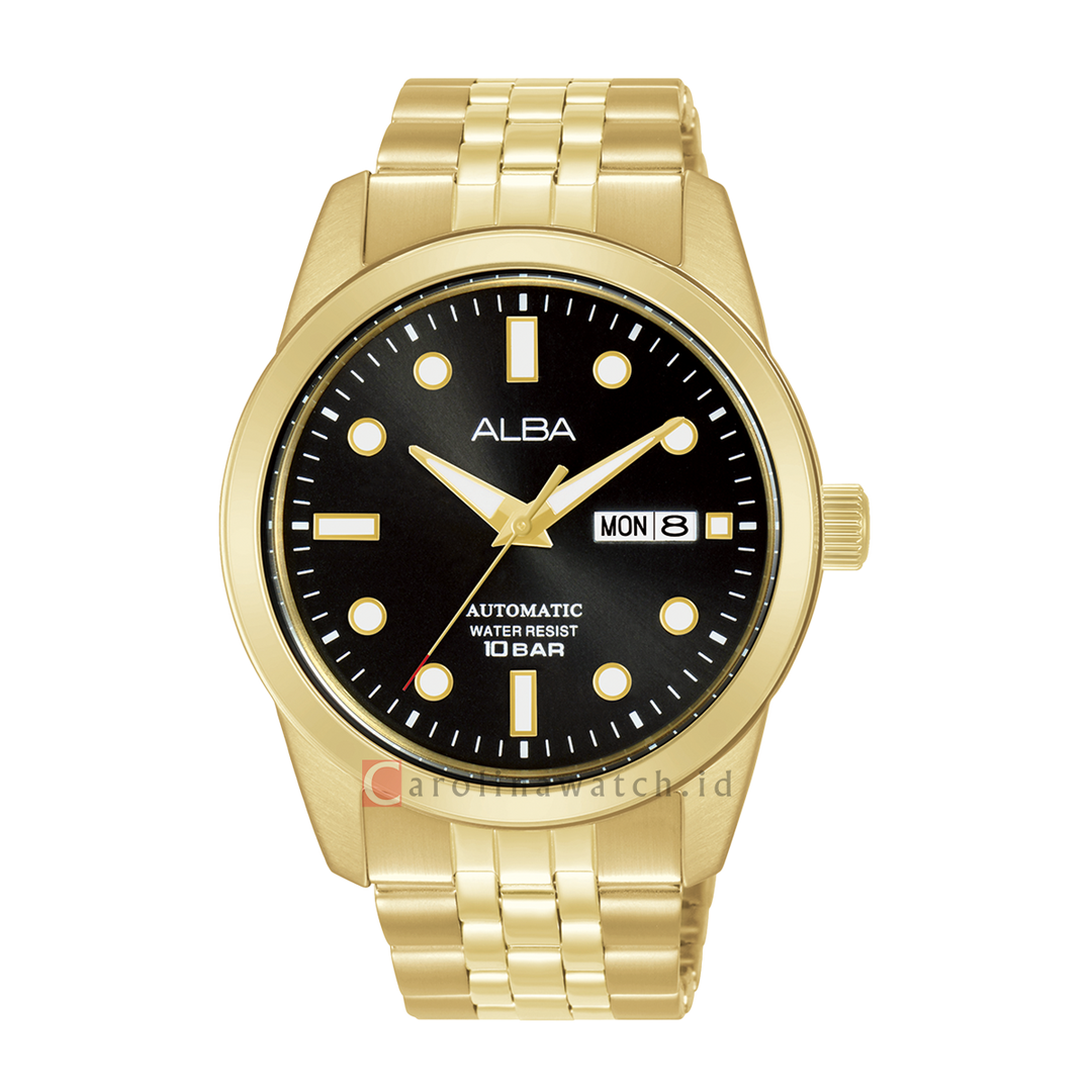 Jam Tangan ALBA Active AL4654X1 Automatic Men Black Dial Gold Stainless Steel Strap