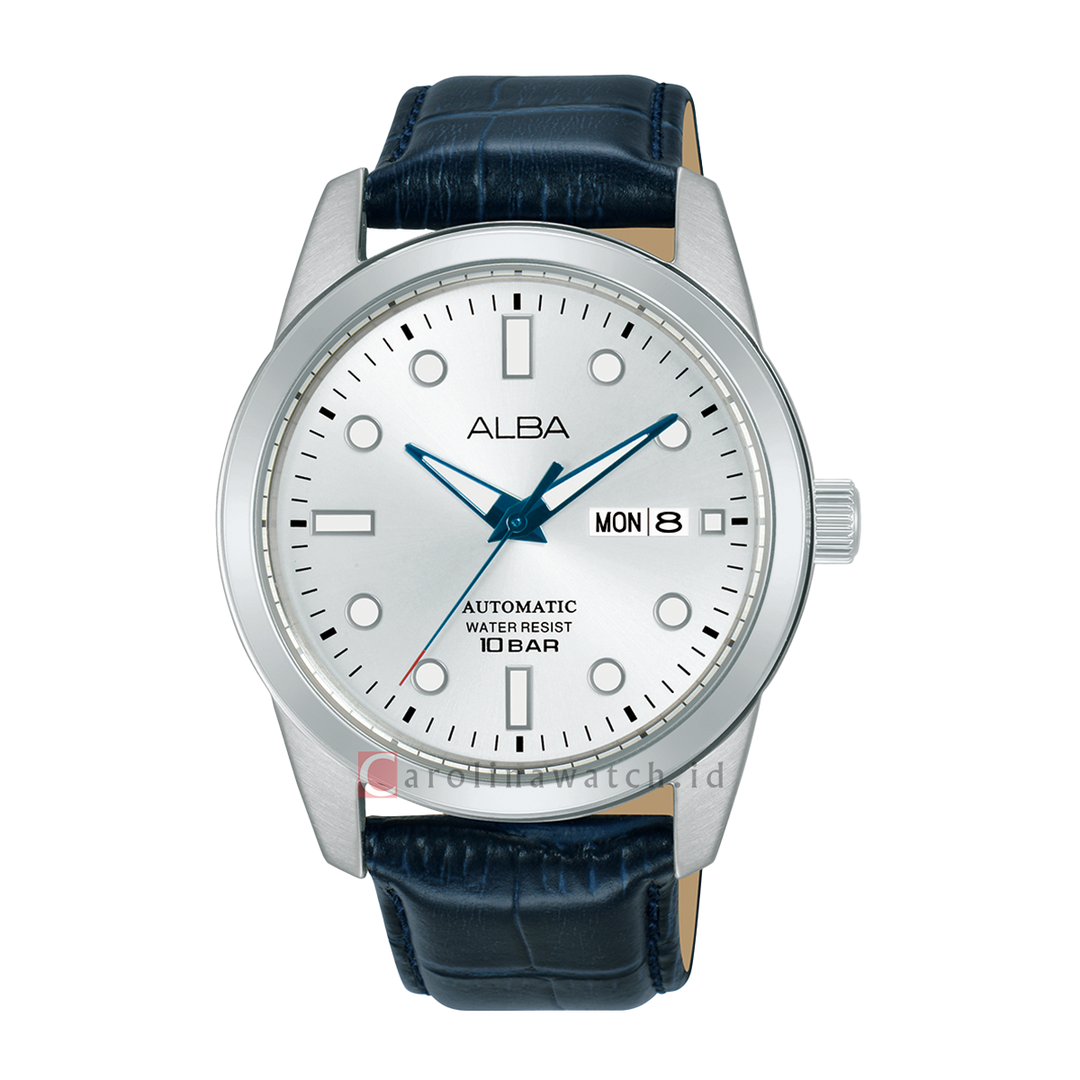 Jam Tangan ALBA Active AL4663X1 Men Silver Dial Blue Leather Strap