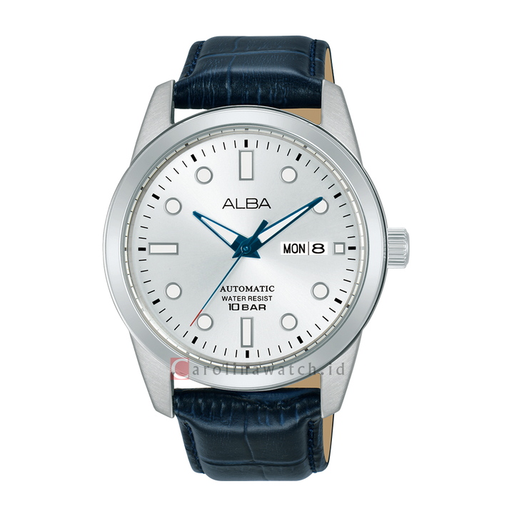 Jam Tangan ALBA Active AL4663X1 Men Silver Dial Blue Leather Strap