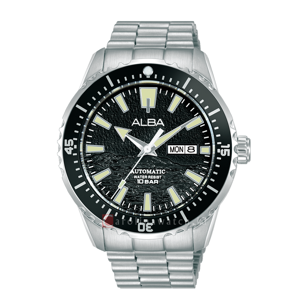 Jam Tangan ALBA Mechanical AL4743X1 Men Black Dial Stainless Steel Strap