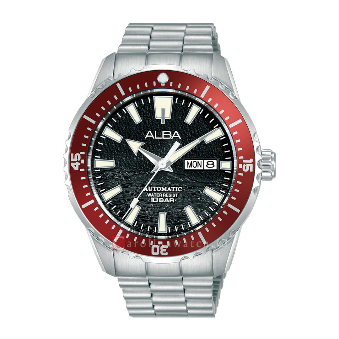 Jam Tangan ALBA Mechanical AL4745X1 Men Black Dial Stainless Steel Strap