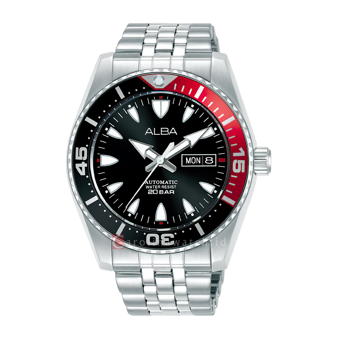 Jam Tangan ALBA AL4763X1 Automatic Men Black Dial Stainless Steel Strap