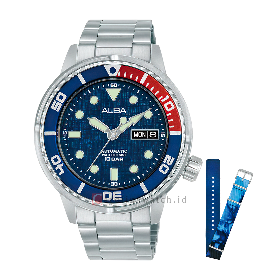 Jam Tangan ALBA AL4771X2 Automatic Men Blue Dial Stainless Steel Strap