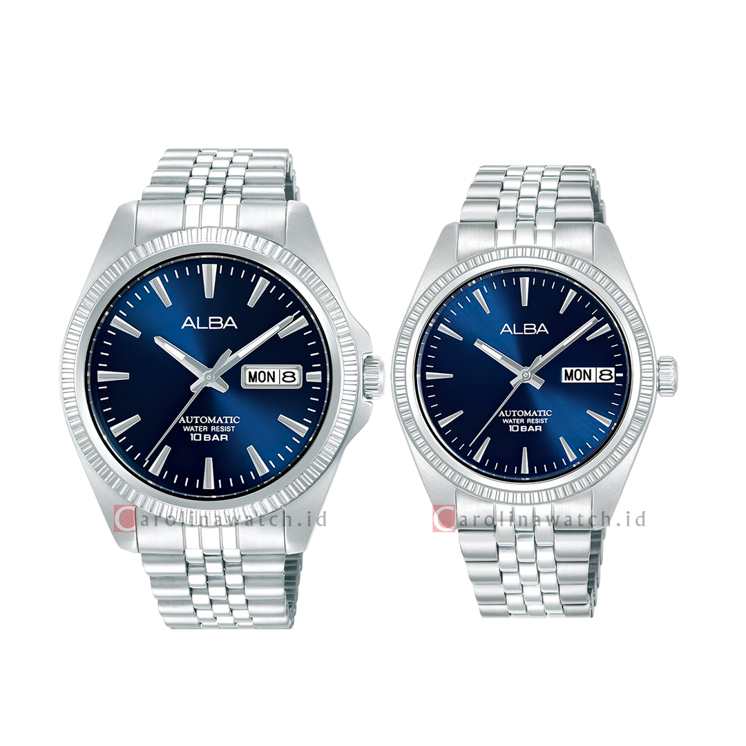 Jam Tangan Couple Alba AL4787X1/AL4801X1 Dark Blue Dial Silver Stainless Steel Strap