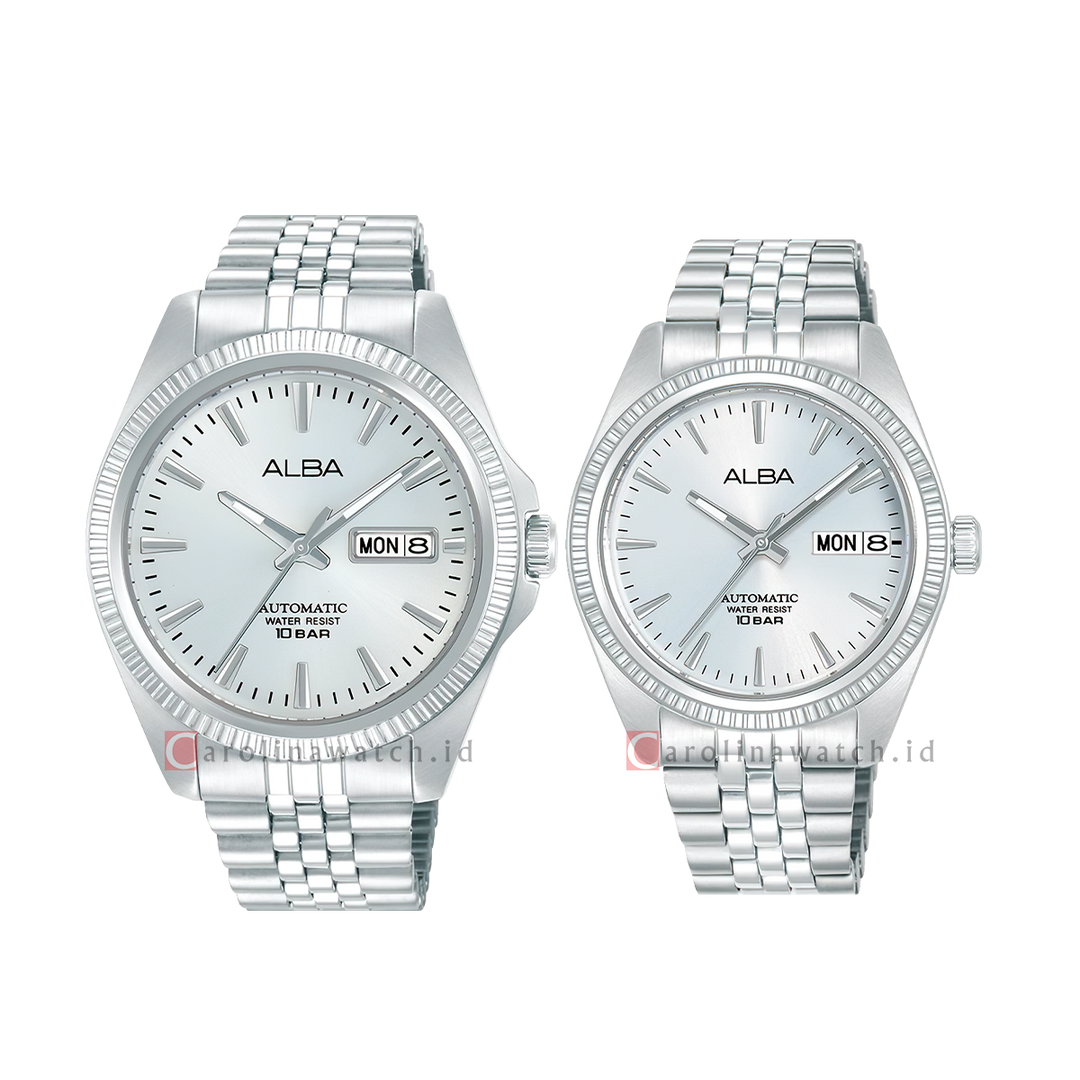 Jam Tangan Couple Alba AL4791X1/AL4805X1 Silver Dial Silver Stainless Steel Strap