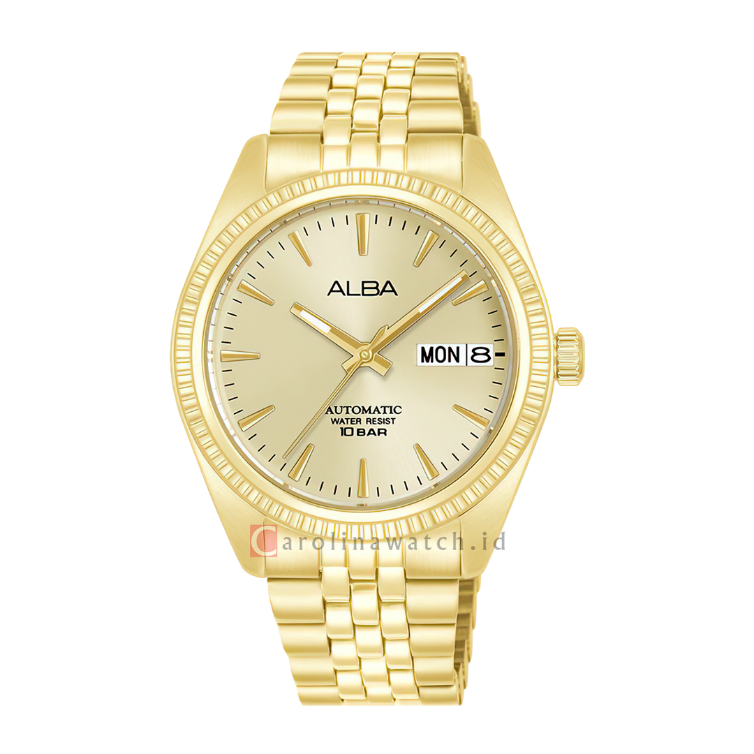 Jam Tangan ALBA AL4796X1 Automatic Women Gold Dial Gold Stainless Steel Strap