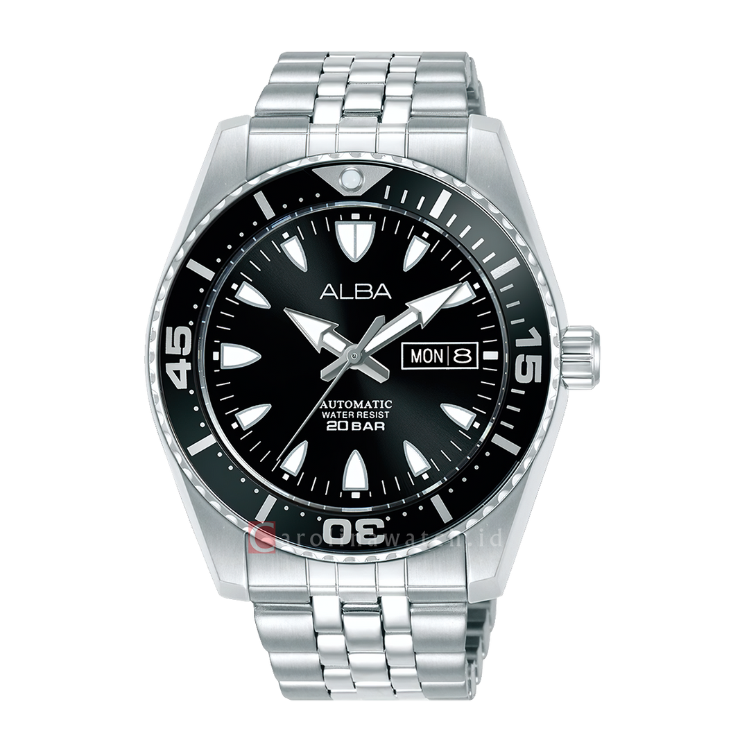 Jam Tangan ALBA AL4811X1 Automatic Men Black Dial Stainless Steel Strap